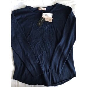 NWT Philosophy 5% Cashmere Navy Skull